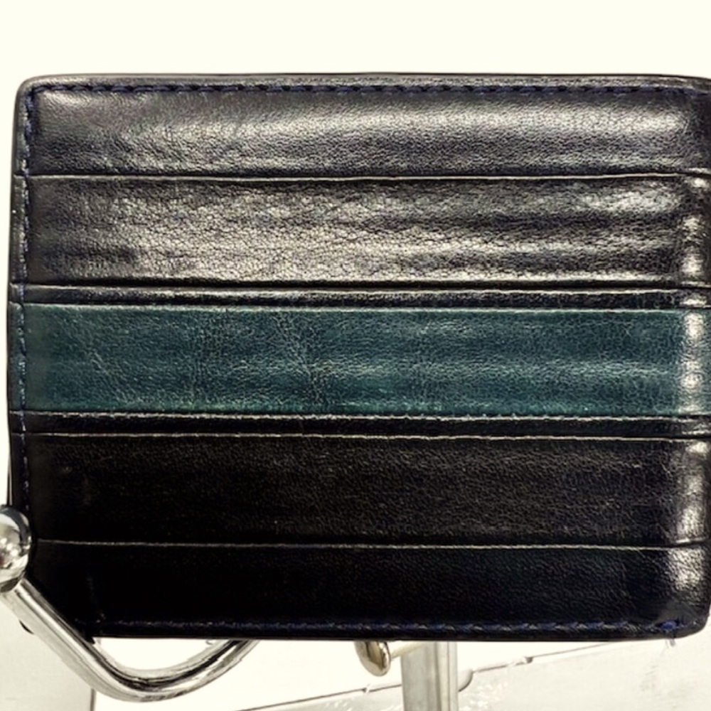 Vintage Coach Black and Teal Leather Wallet